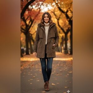 Premier Vintage Women's Suede Leather Utility Jacket in Brown